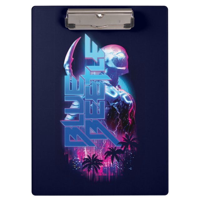 Blue Käfer Retrowave City Lights Klemmbrett (Vorderseite)