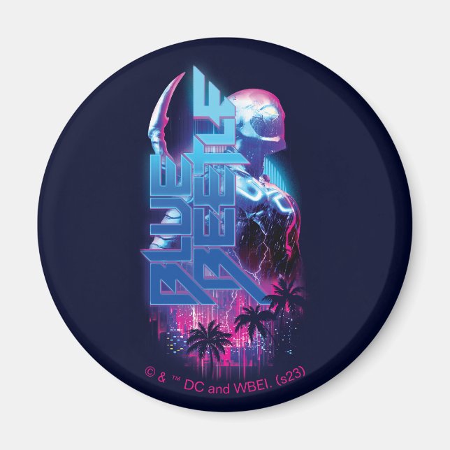 Blue Käfer Retrowave City Lights Magnet (Vorne)