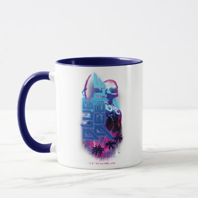 Blue Käfer Retrowave City Lights Tasse (Links)