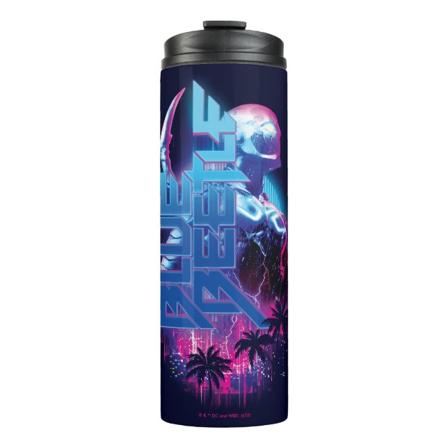 Blue Käfer Retrowave City Lights Thermosbecher (Vorderseite)