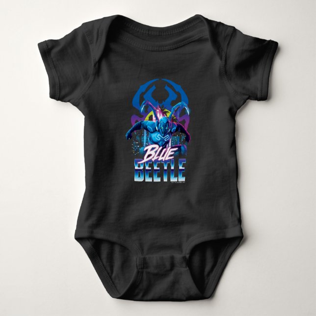 Blue Käfer Retrowave City Sunset Baby Strampler (Vorderseite)