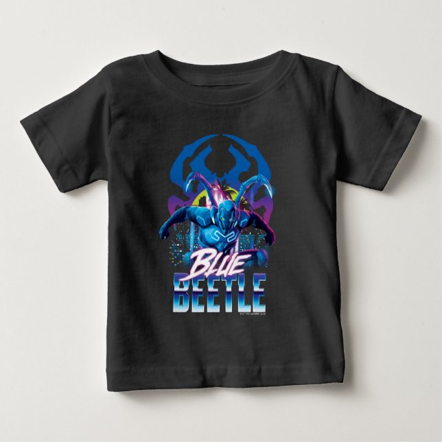 Blue Käfer Retrowave City Sunset Baby T-shirt (Vorderseite)