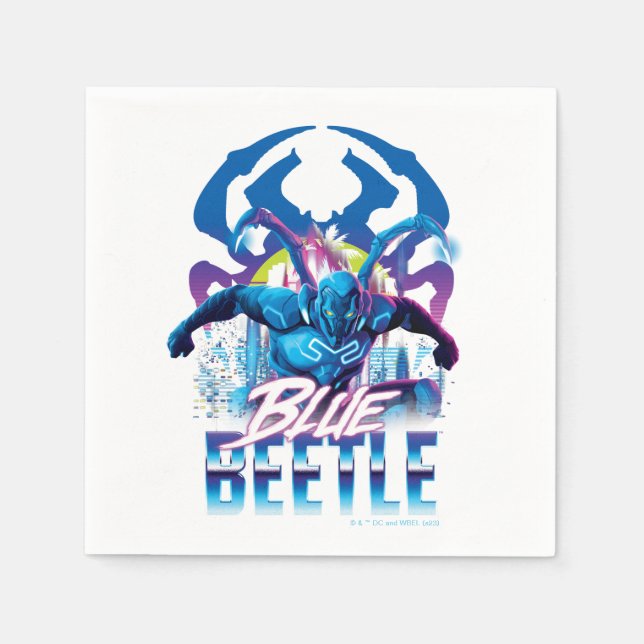 Blue Käfer Retrowave City Sunset Serviette (Vorderseite)