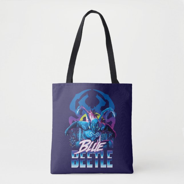 Blue Käfer Retrowave City Sunset Tasche (Vorderseite)