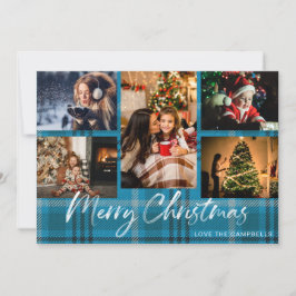 Blue Kariert 5 Frohe Weihnachts-Foto