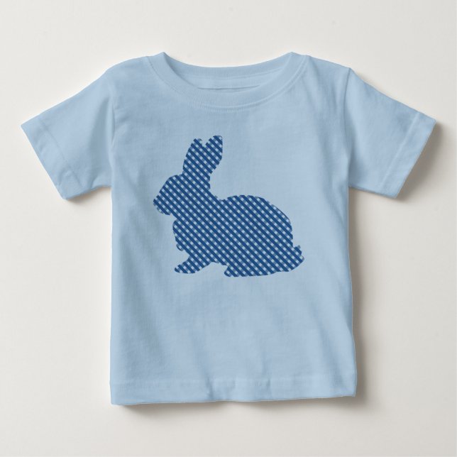Blue Kariert Bunny Baby T-shirt (Vorderseite)