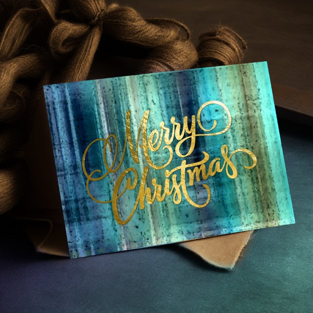 Blue Kariert Christmas Card Feiertagskarte (Von Creator hochgeladen)