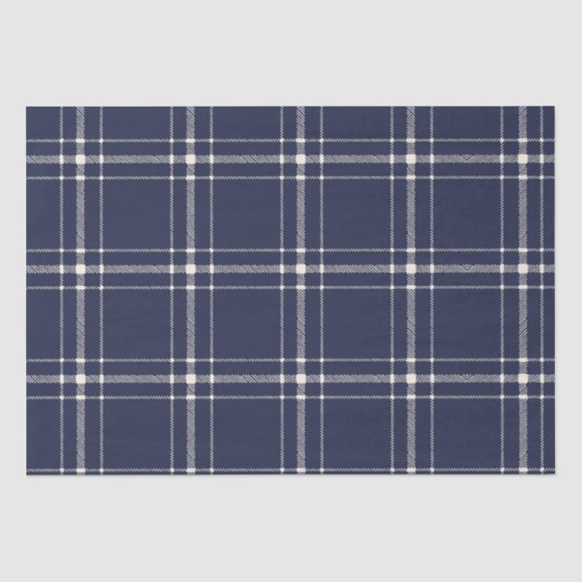 Blue Kariert Farmhouse Country Christmas Geschenk Seidenpapier (Vorderseite)