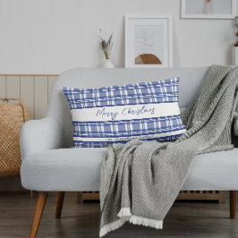 Blue Kariert Frohe Weihnachten Lendenkissen
