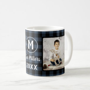 Blue Kariert Holiday Family Name 2 Foto Jahr Kaffeetasse