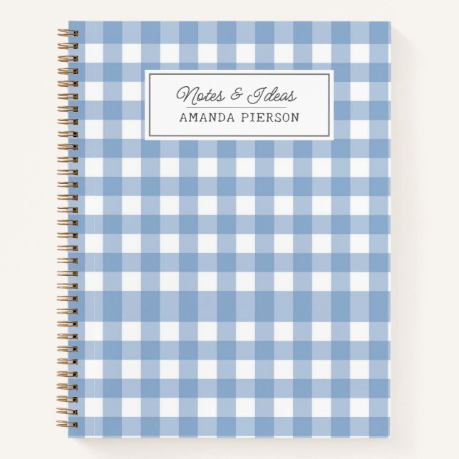 Blue Kariert Ideas Family Personalisiert Notizbuch (Vorderseite)