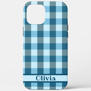 Blue Kariert Modern Simple Name Case-Mate iPhone Hülle