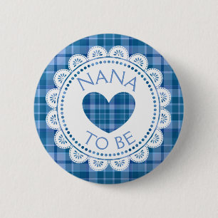 Blue Kariert Nana to Be Button