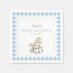 Blue Kariert Rocking Horse Baby Dusche Serviette