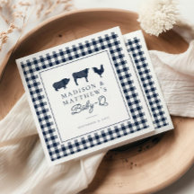 Blue Kariert Rustic Baby Dusche Land GRILLEN