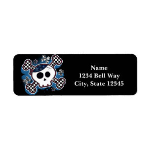 Blue Kariert Skull & Bones Niedliches Party Adress