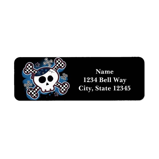 Blue Kariert Skull & Bones Niedliches Party Adress (Vorne)