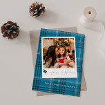 Blue Kariert Sofort Foto Happy Holidays<br><div class="desc">Schenken Sie ein Weihnachtsgeschenk mit einem beliebten Foto und Ihrer Blue Kariert Instant Foto Happy Holidays Card.</div>