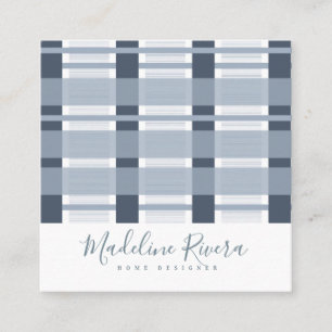 Blue Kariert Zuhause Designer Quadratische Visitenkarte