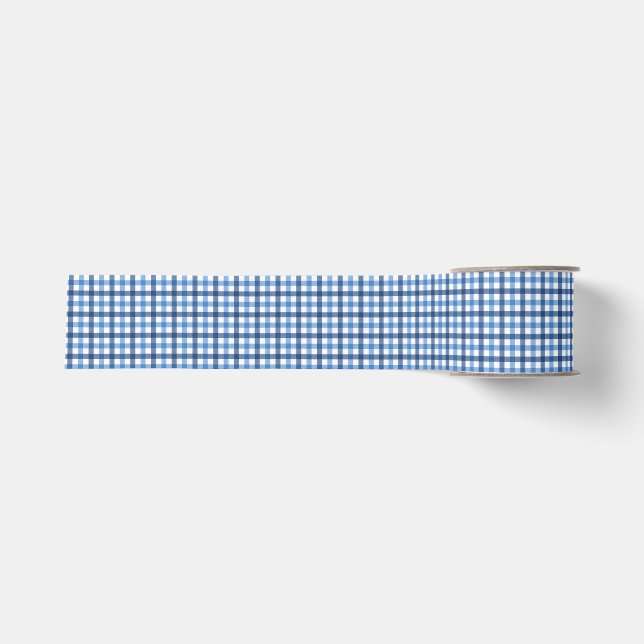 Blue Karos Hütte Charm Ribbon Ripsband (Vorderseite)