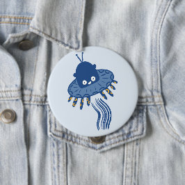 Blue Kawaii Octopus UFO Button