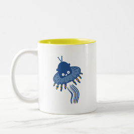 Blue Kawaii Octopus UFO Zweifarbige Tasse