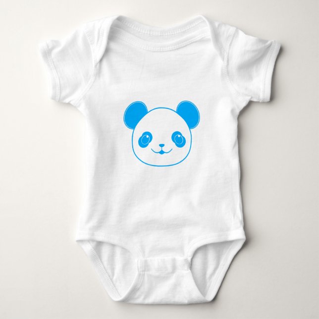 Blue Kawaii Panda Bear Baby Strampler (Vorderseite)