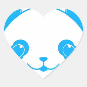 Blue Kawaii Panda Bear Herz-Aufkleber