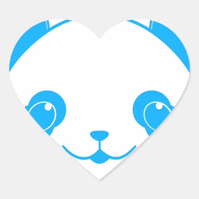 Blue Kawaii Panda Bear Herz-Aufkleber (Vorderseite)