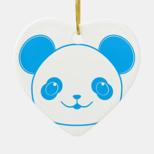 Blue Kawaii Panda Bear Keramik Ornament