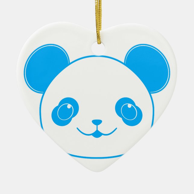 Blue Kawaii Panda Bear Keramik Ornament (Vorne)