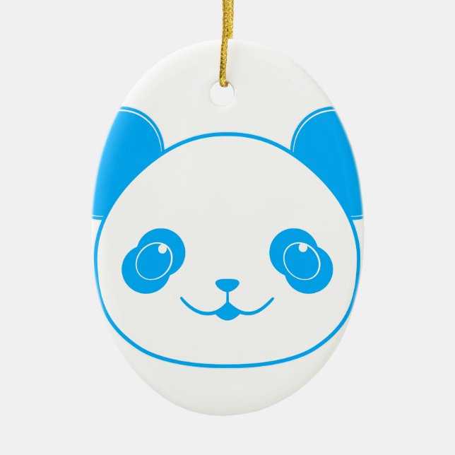Blue Kawaii Panda Bear Keramikornament (Vorne)