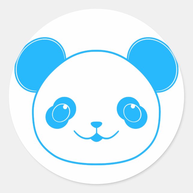 Blue Kawaii Panda Bear Runder Aufkleber (Vorderseite)