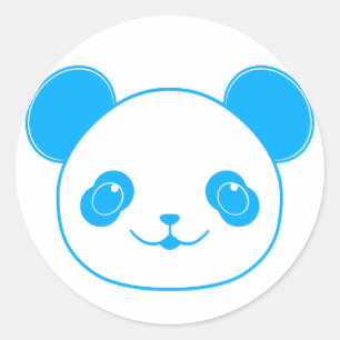 Blue Kawaii Panda Bear Runder Aufkleber