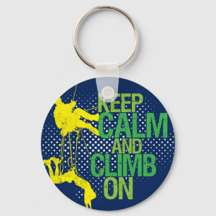 Blue Keep Calm and Climb On Rock Climbing Keychain Schlüsselanhänger