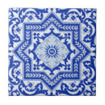 Blue Keramik Style Azulejo Vintag Monogram Fliese<br><div class="desc">Blue Keramik Style Azulejo Vintag Monogram Ornament in Blautönen mit Blumenmotiv. Sie können es mit Ihrem Monogramm personalisieren oder leer verlassen</div>