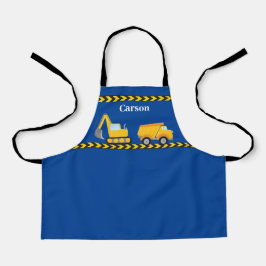 Blue Kids Construction Vehicle Custom Boys Schürze