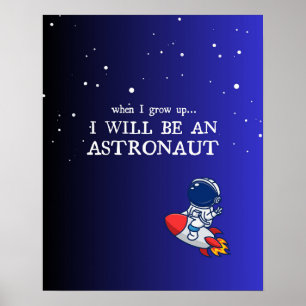 Blue Kids Room Poster, Astronaut, Galaxie Thema Poster