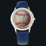 Blue Kid's Watch | Baseball-Kinderuhr Armbanduhr<br><div class="desc">Gewittertes Baseball-Foto auf der Uhr. Mehr Farben und Uhrenstile sind verfügbar. Original Baseball-Foto von Becky Nimoy</div>