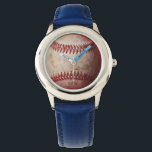 Blue Kid's Watch | Baseball-Kinderuhr Armbanduhr<br><div class="desc">Gewittertes Baseball-Foto auf der Uhr. Mehr Farben und Uhrenstile sind verfügbar. Original Baseball-Foto von Becky Nimoy</div>