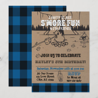 Blue Kids's mehr Spaß mit Freunden Lagerfeuer kari Einladung