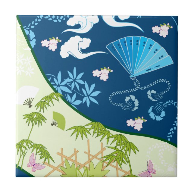 Blue Kimono Fliese (Vorderseite)