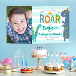 Blue Kindergarten Abschluss Foto Dinosaur Boy Banner