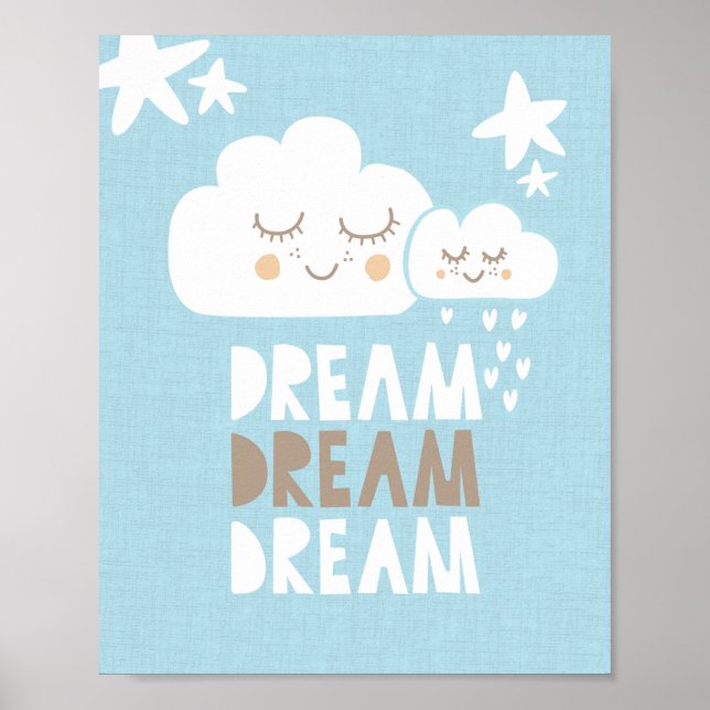Blue Kinderzimmer Traumwolken & Stars Kunst, Dicht Poster (Vorne)