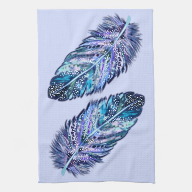 Blue Kitchen Handtuch mit Feathers - Farbe wählen (Vertikal)
