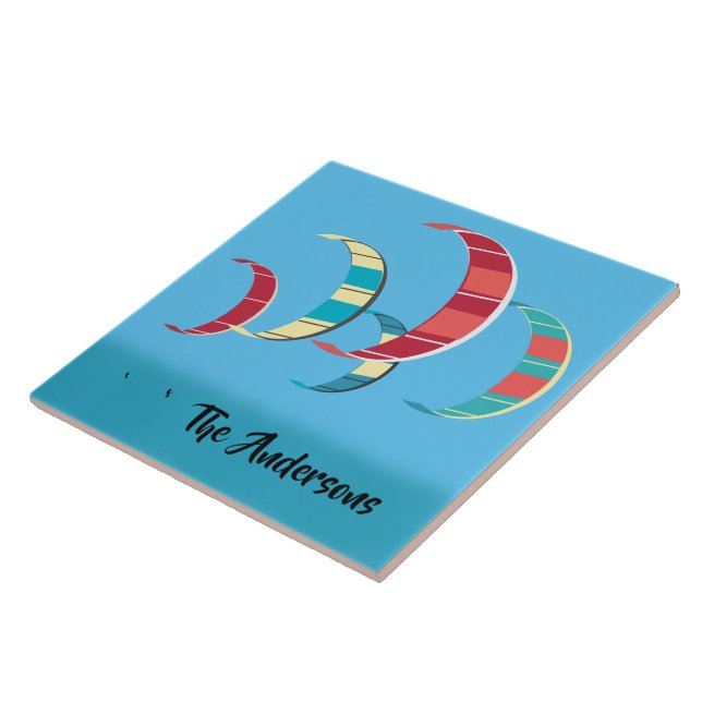 Blue Kitesurfing / Kiteboarding Fliese (Seite)