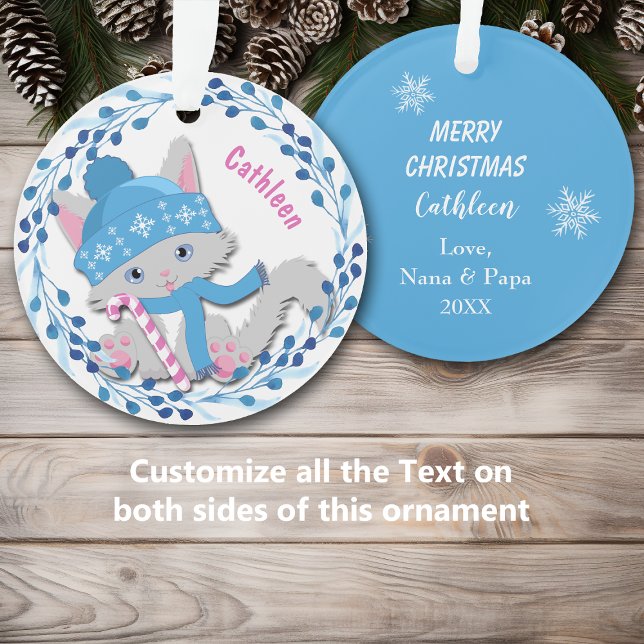 Blue Kitten Wreath Kids Ornament (Von Creator hochgeladen)