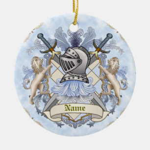 Blue Knight Familienwappen Nachname Ornament