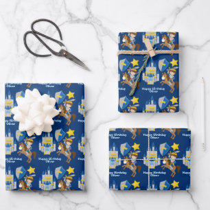 Blue Knight in Shining Armor Kindergeburtstag Part Geschenkpapier Set