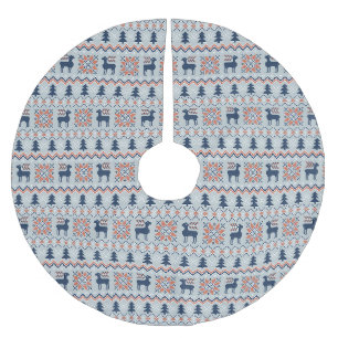 Blue Knited Weihnachts Sweater Rentier Muster Polyester Weihnachtsbaumdecke